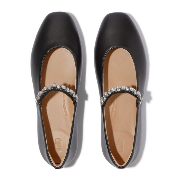 FitFlop Delicato Pearls-And-Crystal Soft-Leather Mary Janes