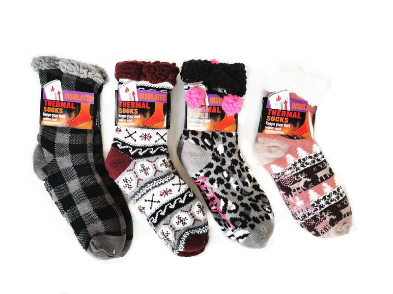 4 Pairs Of Original Thermal Socks - Winter Socks - Assorted Design &amp; Colour