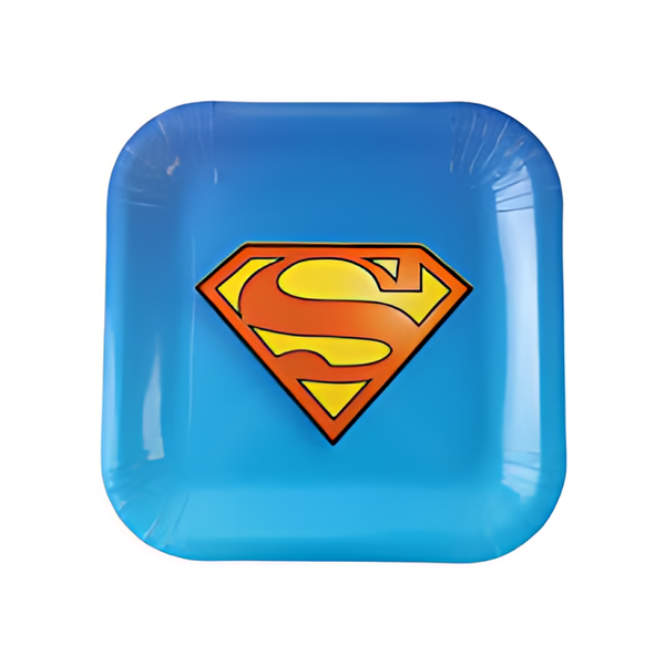 Superman Square Paper Plates10's- 24x24cm