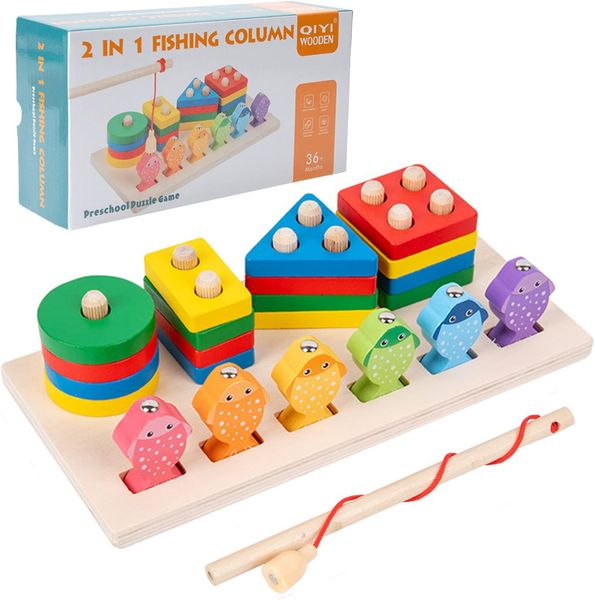 Montessori Toy Geometric Blocks Sorting &amp; Stacking Toy