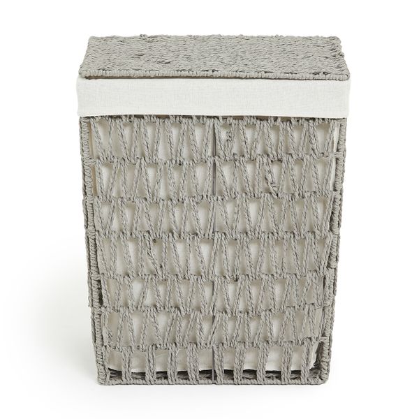 George &amp; Mason - Grey Rope Rectangular Laundry Basket - 46cm