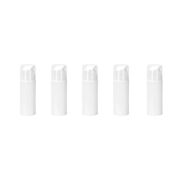 5 Pack 100ml White Airless Pump Bottles with caps - Skincare Containers