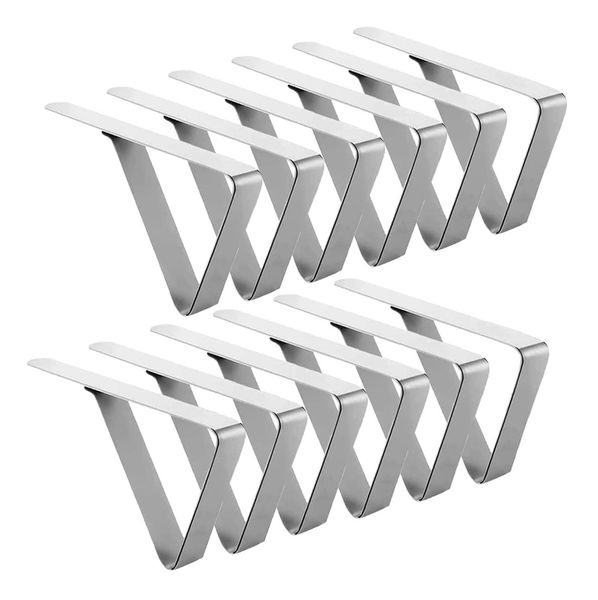 Stainless Steel Tablecloth Clips Adjustable Non Slip Grip for Picnic-12PCS