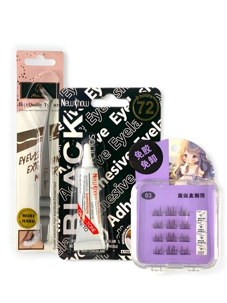 Eyelash Extension Kit - Waterproof Adhesive, Eyelash Tweezer &amp; Lash Set