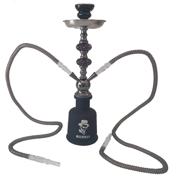 Black Richman Logo Hookah - Hubbly Bubbly - Twin Pipe