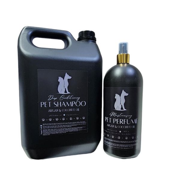 Argan &amp; Coconut Oil Pet Shampoo 5L &amp; Anti-Bacterial Pet Perfume 1L