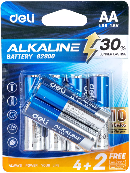 Deli Alkaline AA 1.5V Batteries - 6 Pack - 82900