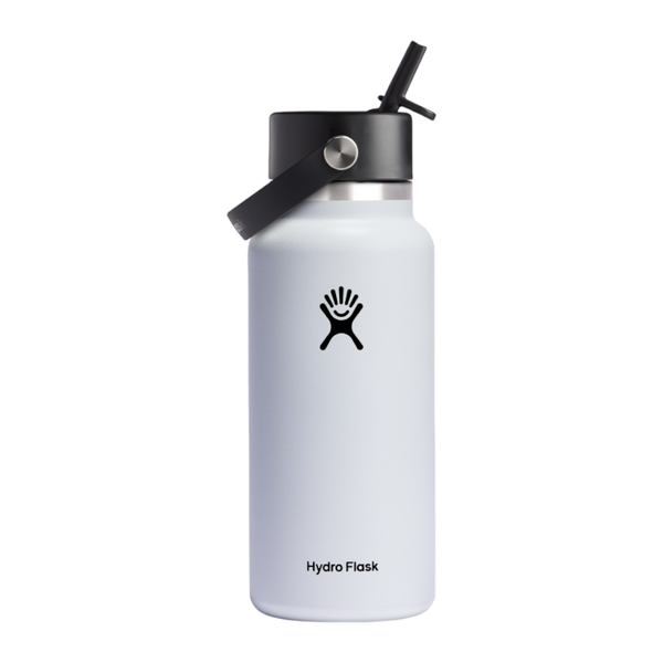 Hydro Flask Wide Mouth 32oz/932ml with Straw Cap - White