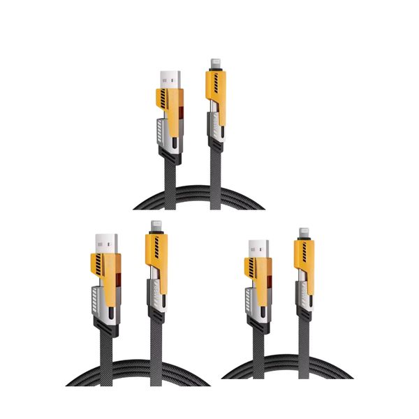 Set of 3, 4-in-1 Spring Data Cable PD27W &amp; 65W Fast Charging Cables