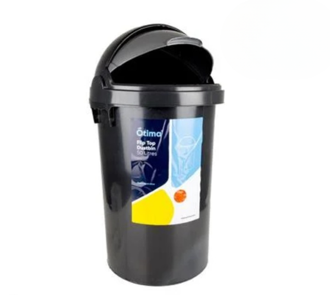 Lift-Top Waste Bin - Clean, Practical and Stylish - Black - 50L