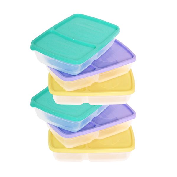nuware Deluxe Lunch Boxes with Compartment - Value 6 Pack