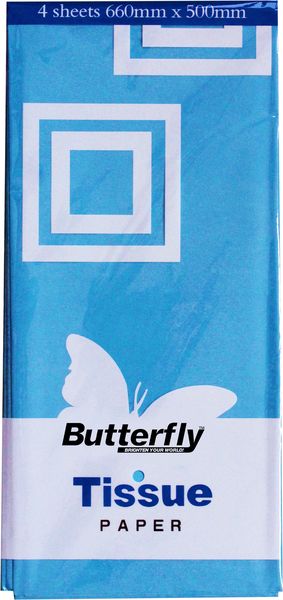 Butterfly Tissue Paper - 48 Sheets (660 X 500mm Each) Light Blue