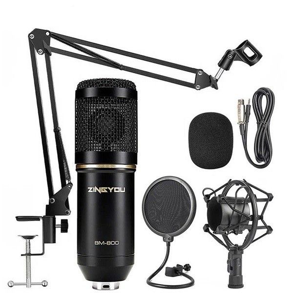BM 800 Condenser Microphone Professional Mic Kit Black