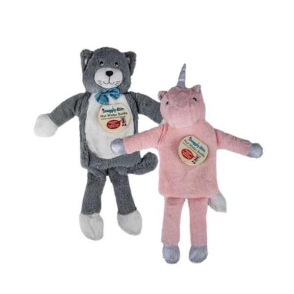 Hotwater bottle w/plush animal cover 1l
