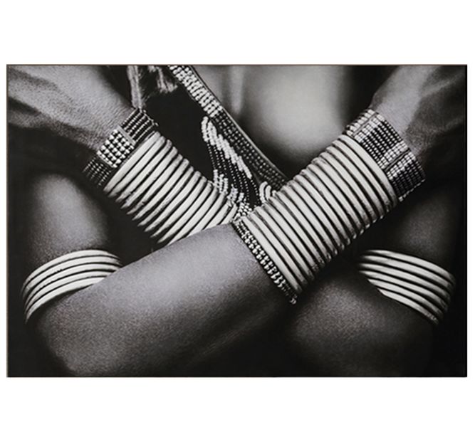 Tribal Grey, Silver Cotton Canvas cm Fashion Wall Art