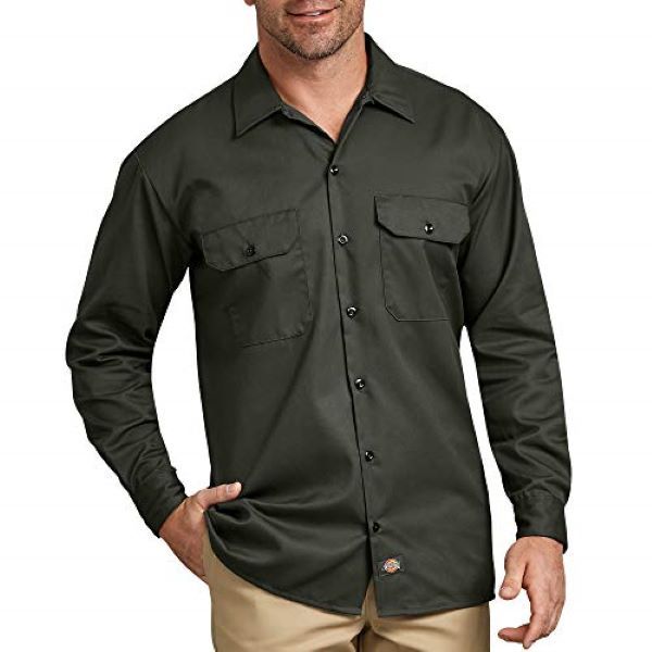 Dickies Mens Work Button Up Formal Long Sleeve - Olive | Shop Today ...