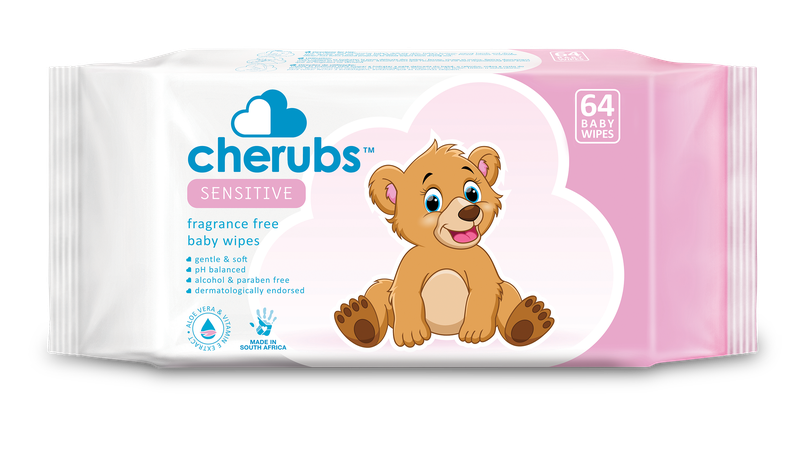 Cherubs Sensitive Fragrance Free Baby Wipes Case - 12 Packets