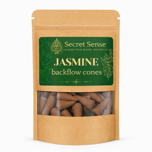 Secret Sense Jasmine Backflow Incense Cones - Pack of 20