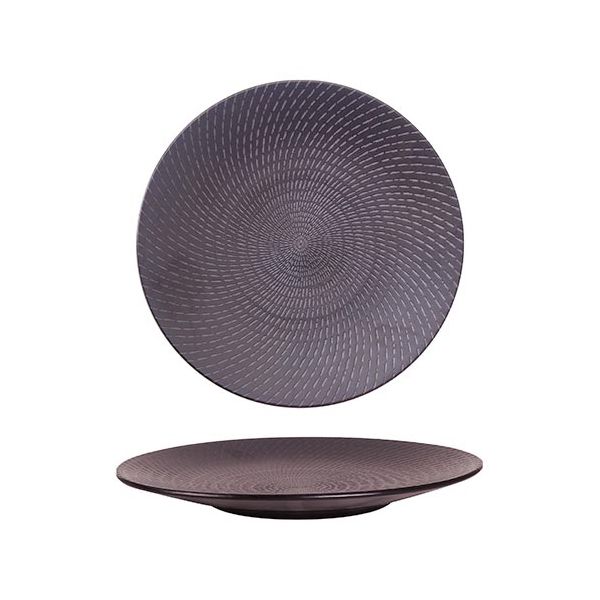 Luzerne Urban Black Swirl Round Coupe Plate 12 Pcs
