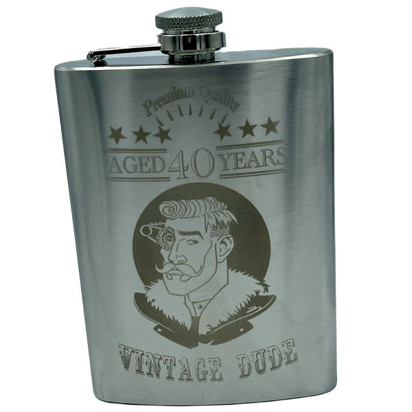 40th Birthday Hip Flask - Vintage Dude