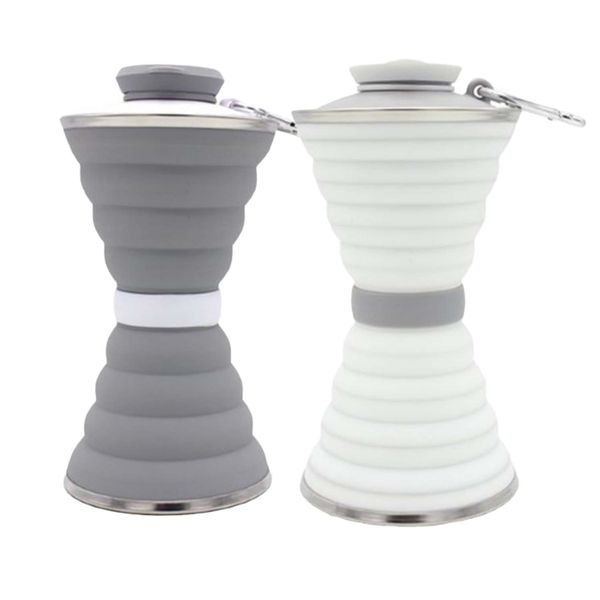 Pack of 2 BPA Free Lightweight Collapsible Silicone Water Bottles (500ml)