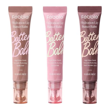 3 Pack Febble High Shine Butter Balm Instant Hydration Colour Lip Glosses Image