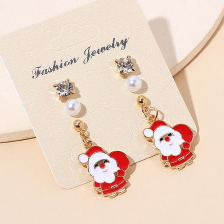 Christmas cute cartoon zircon Christmas pearl earrings set. Fashion jewelry  | Buy Online in South Africa 
