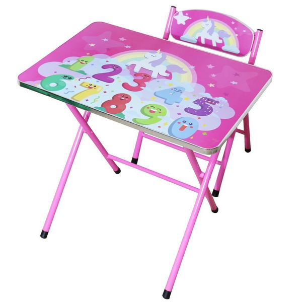 Kids' Printed Adjustable Desk And Chair - Pink