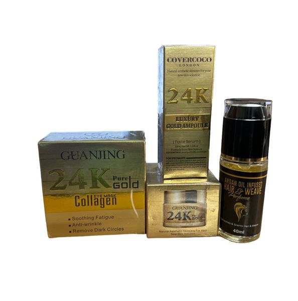 24k Pure Gold Collagen Face Serum, Cream &amp; Eye Mask with Perfume