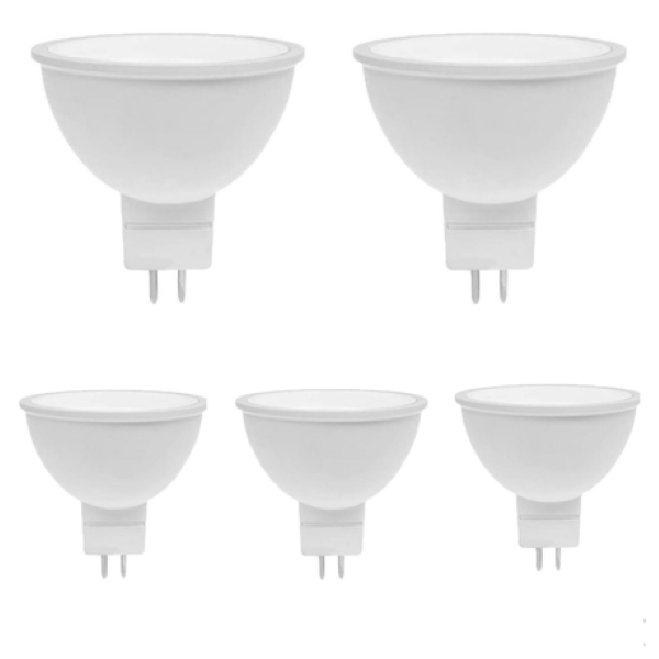 5 Pack LED 5W=50W Halogen Cool White Down Light Bulbs MR16 12V AC/DC