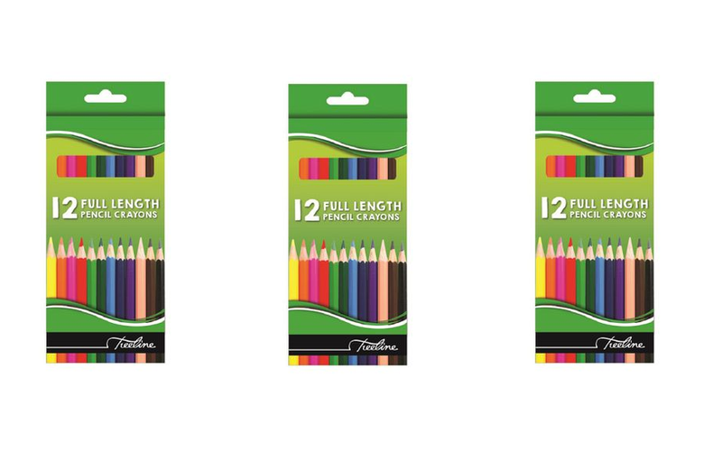 Treeline Pencil Crayons 12's Full Length - Pack of 3