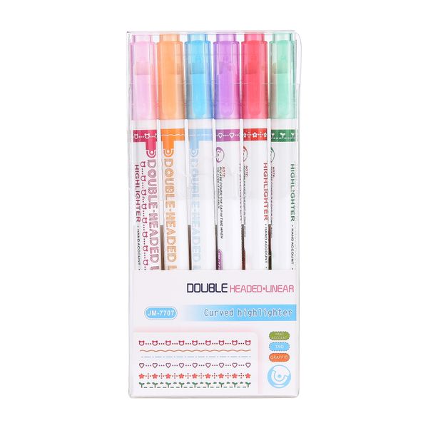 Double Ended Highlighter Pen Set 6 Pieces English