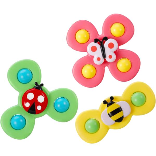 FocusBaby Bug Themed Suction Cup Spinning Top Toys Bath Toys Kids