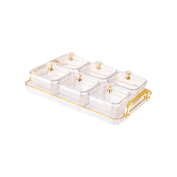 Multifunctional Food Storage Container With Lid &amp; Handle For Home -6 Grid