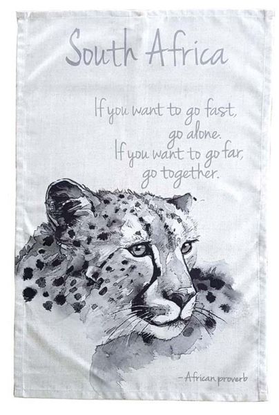 Cheetah Head Tea Towel Dish Cloth 67x44,5cm