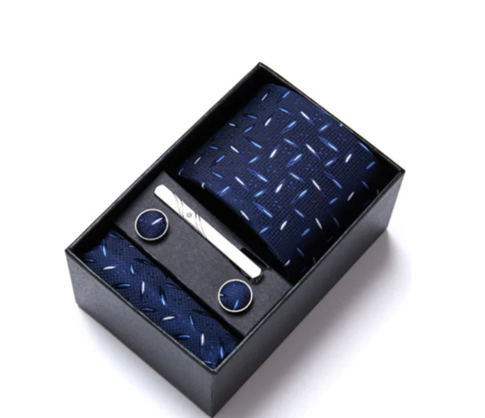 IPSTYLE Men's Necktie Gift Box Striped Tie Handchief Cufflink Tie Clip Set