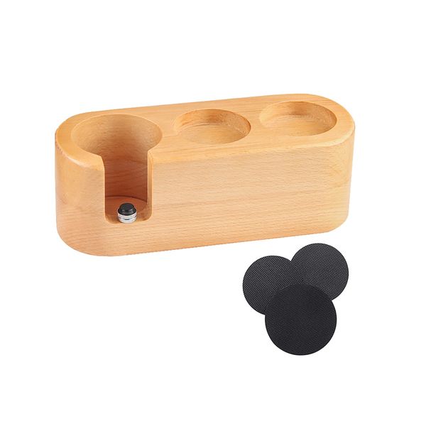 Wood Coffee Filter Tamper Holder Coffee Tool Holder with Tamper Mat