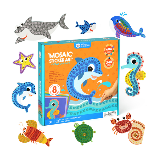 Jar Meló - Mosaic Sticker Art Kit - Ocean Journey Animal Craft Set