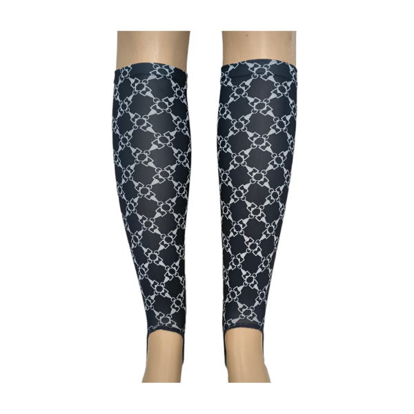 Imaginate Hockey Shin Liners Under Socks - Navy &amp; White Geometric Pattern