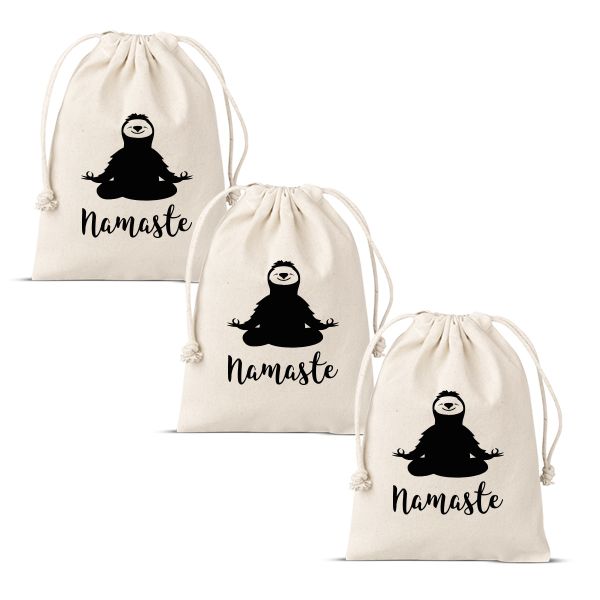 Namaste Sloth Drawstring Bags - Set of 3