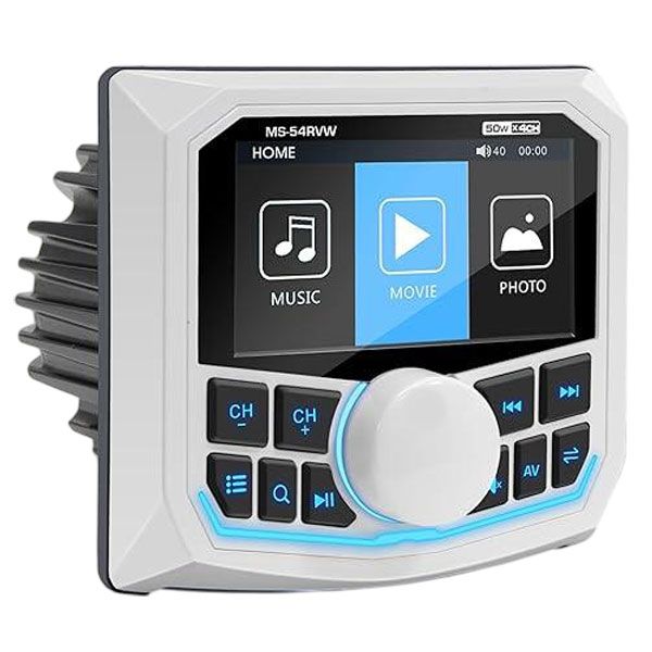 MarineTech 3" LCD Bluetooth AM/FM Waterproof Multimedia Receiver - White