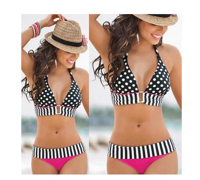 Pretty in Pink Push- Up Bikini-Polka dot