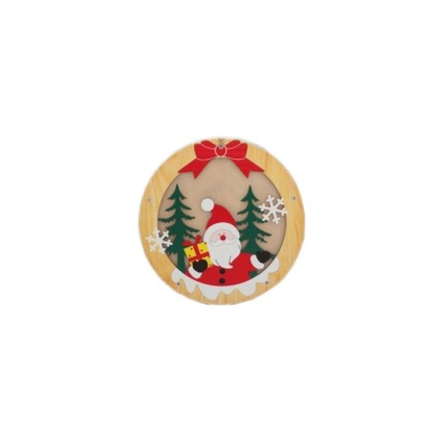 Lighted Wooden Santa Hanging Ornament - Night Light