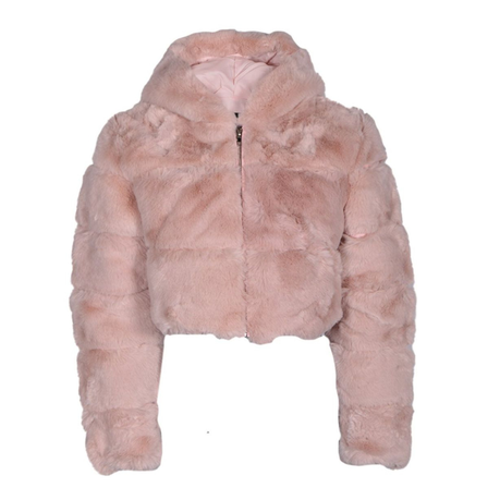 Women's Aries Cropped Faux Fur Coat with Hood