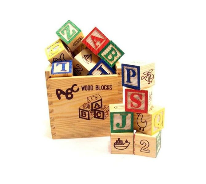 Educational ABC Wooden Blocks In Storage Box - 27 Piece