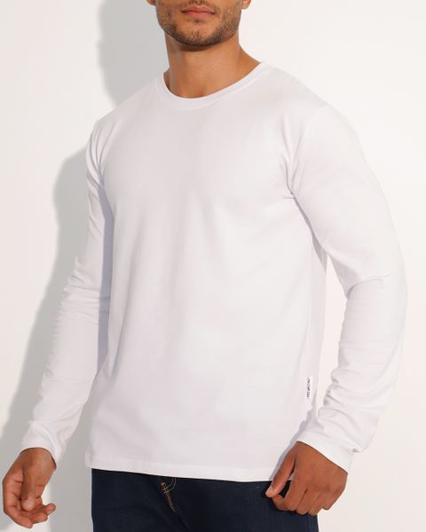 Breeth Mens White Comfortable Breathable Cotton Long Sleeve Travel T-Shirt