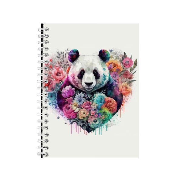 Panda 3 Watercolor Heart Notebook Animal Gift Idea Notepad Pad 118