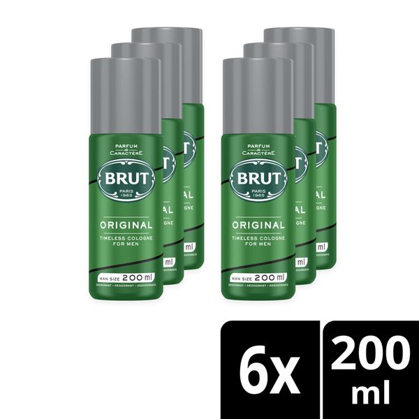 Brut Deodorant Aerosol Original - 6 x 200ml Pack