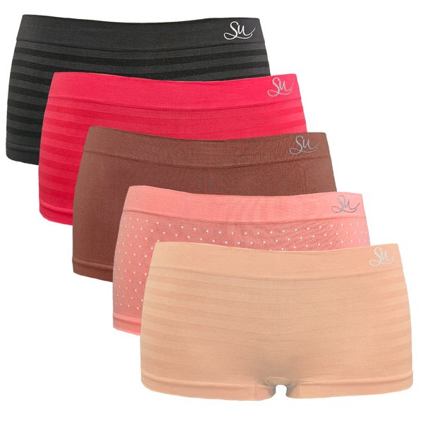5 Pack Seamfree Underwear Boyleg Panties for Women