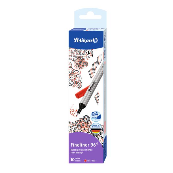 Pelikan Fineliner 96, Red, 10 pcs. in Folding Box
